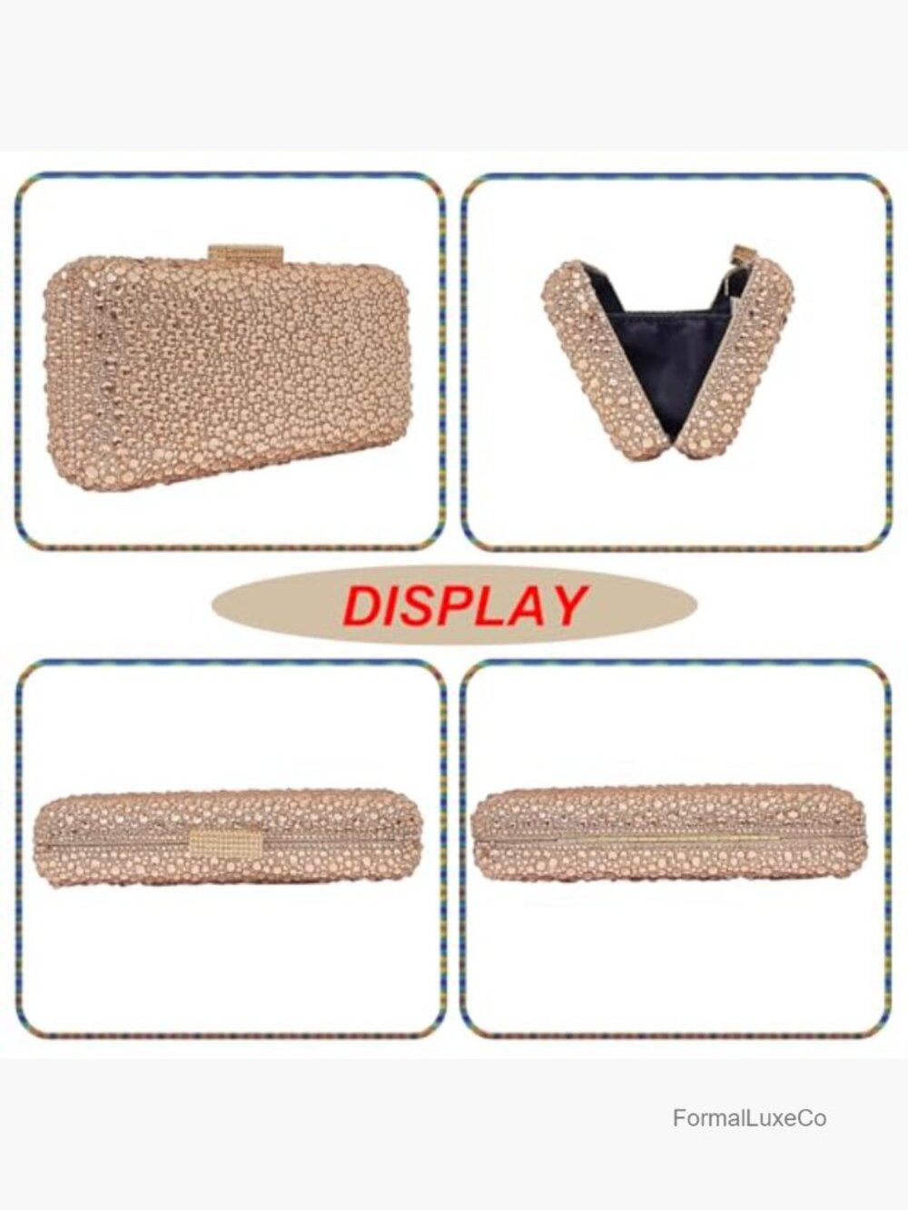 Rhinestone Crystal Box Evening Clutch Bridal Purse Formal Party Bag - Picture 2 of 6